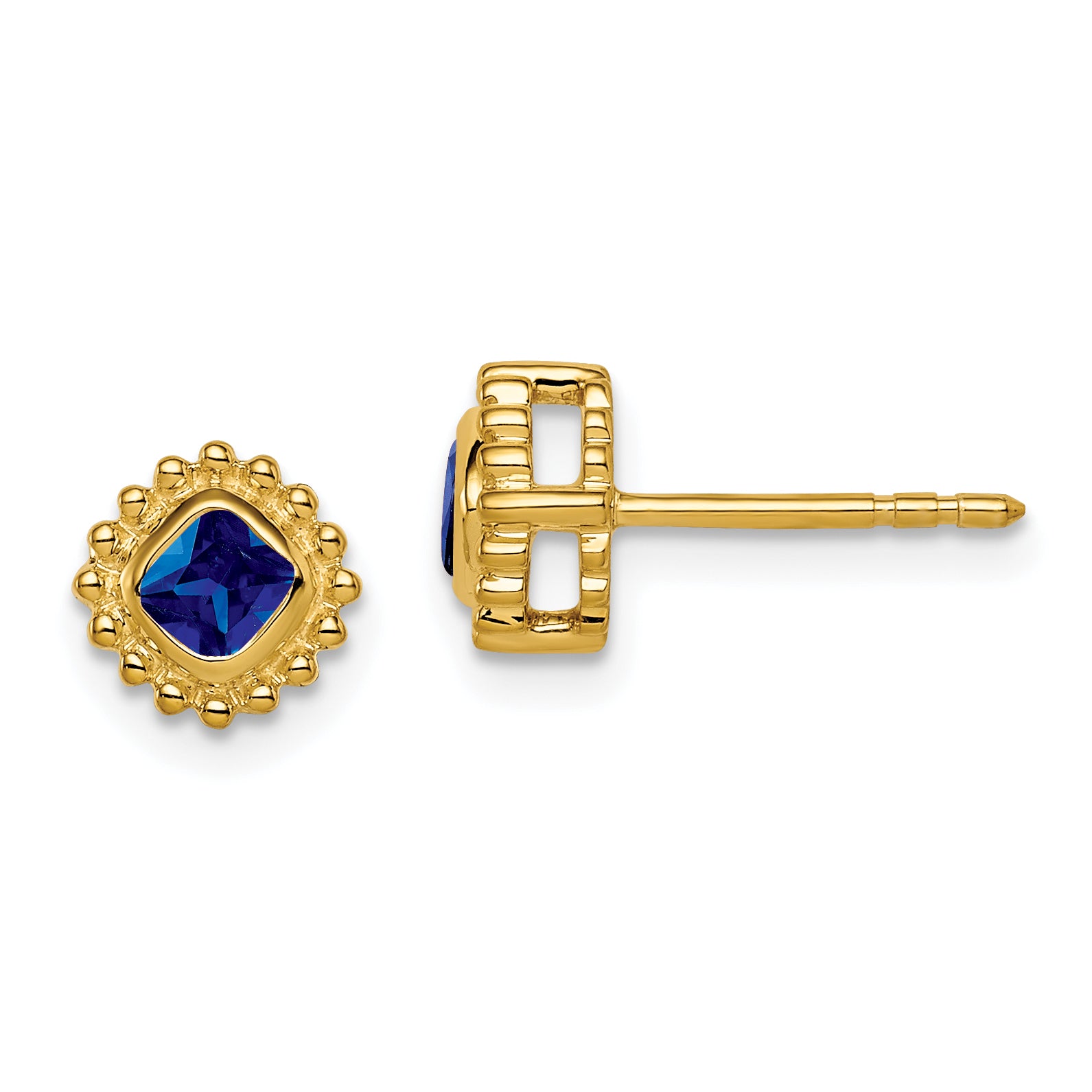 10k Cushion Sapphire Earrings