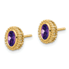 10k Oval Amethyst Post Earrings