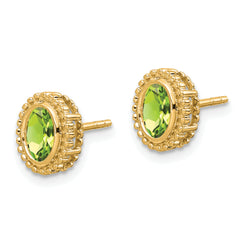 10k Oval Peridot Post Earrings