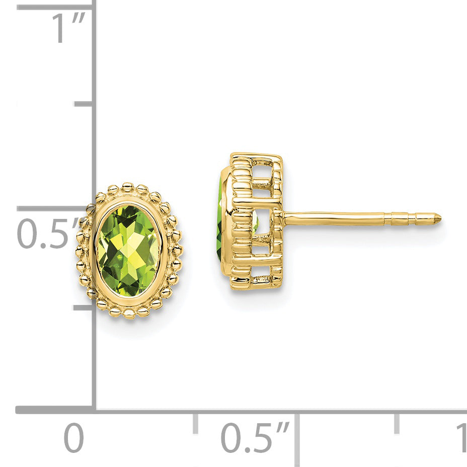 10k Oval Peridot Post Earrings