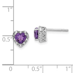 Sterling Silver Rhodium-plated Amethyst and Diamond Earrings