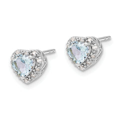 Sterling Silver Rhodium-plated Aquamarine and Diamond Earrings