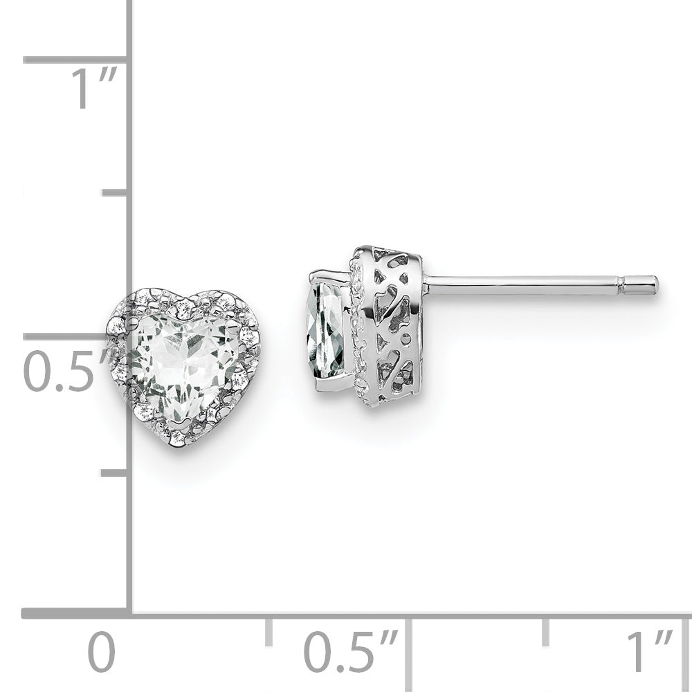 Sterling Silver Rhodium-plated White Topaz and Diamond Earrings