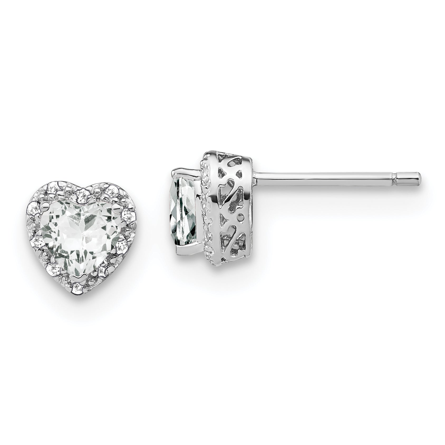 Sterling Silver Rhodium-plated White Topaz and Diamond Earrings