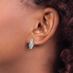 Sterling Silver Rhodium-plated Aquamarine and Diamond Earrings