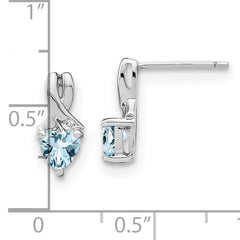 Sterling Silver Rhodium-plated Aquamarine and Diamond Earrings