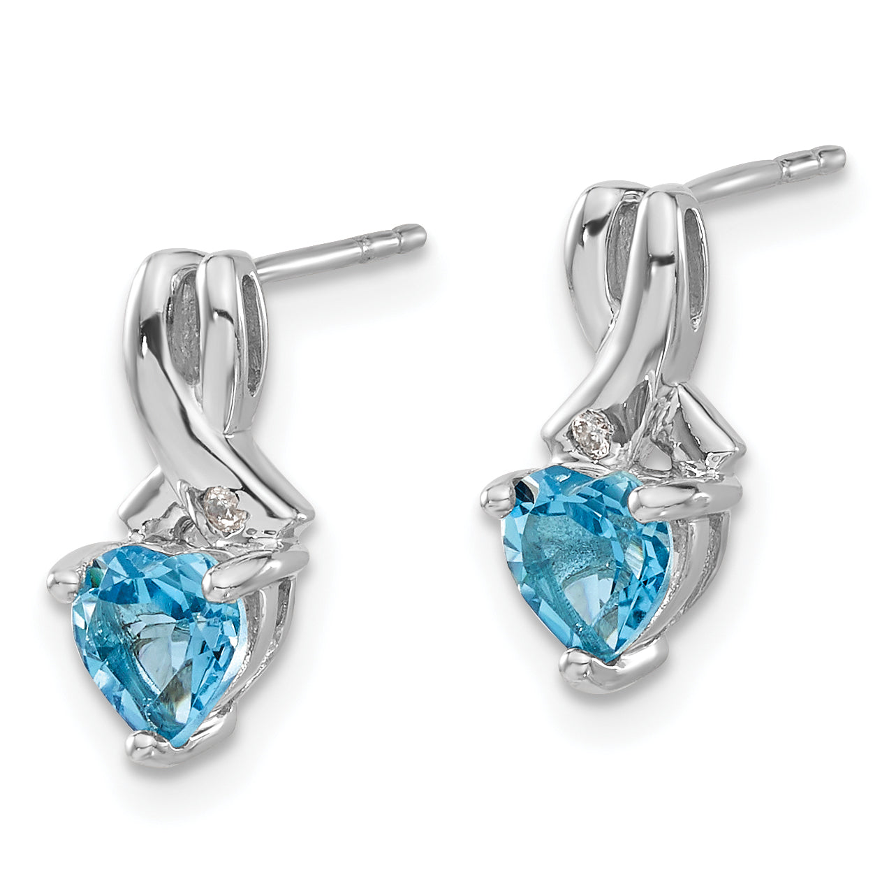 Sterling Silver Rhodium-plated Blue Topaz and Diamond Earrings