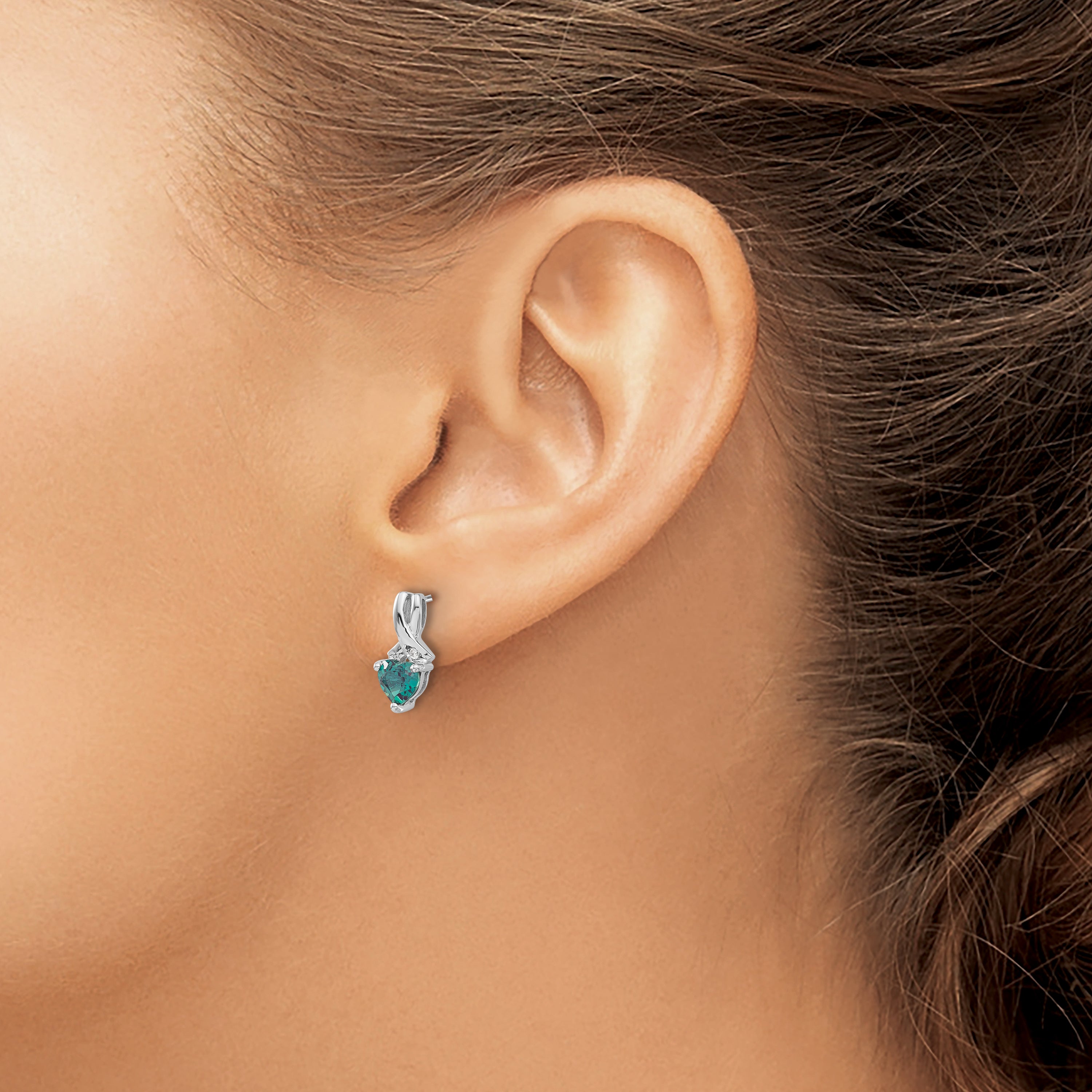 Sterling Silver Rhodium-plated Blue Topaz and Diamond Earrings