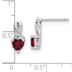 Sterling Silver Rhodium-plated Created Ruby and Diamond Earrings