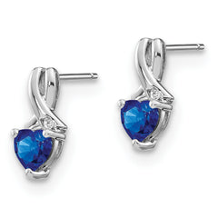 Sterling Silver Rhodium-plated Created Sapphire and Diamond Earrings