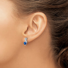 Sterling Silver Rhodium-plated Created Sapphire and Diamond Earrings