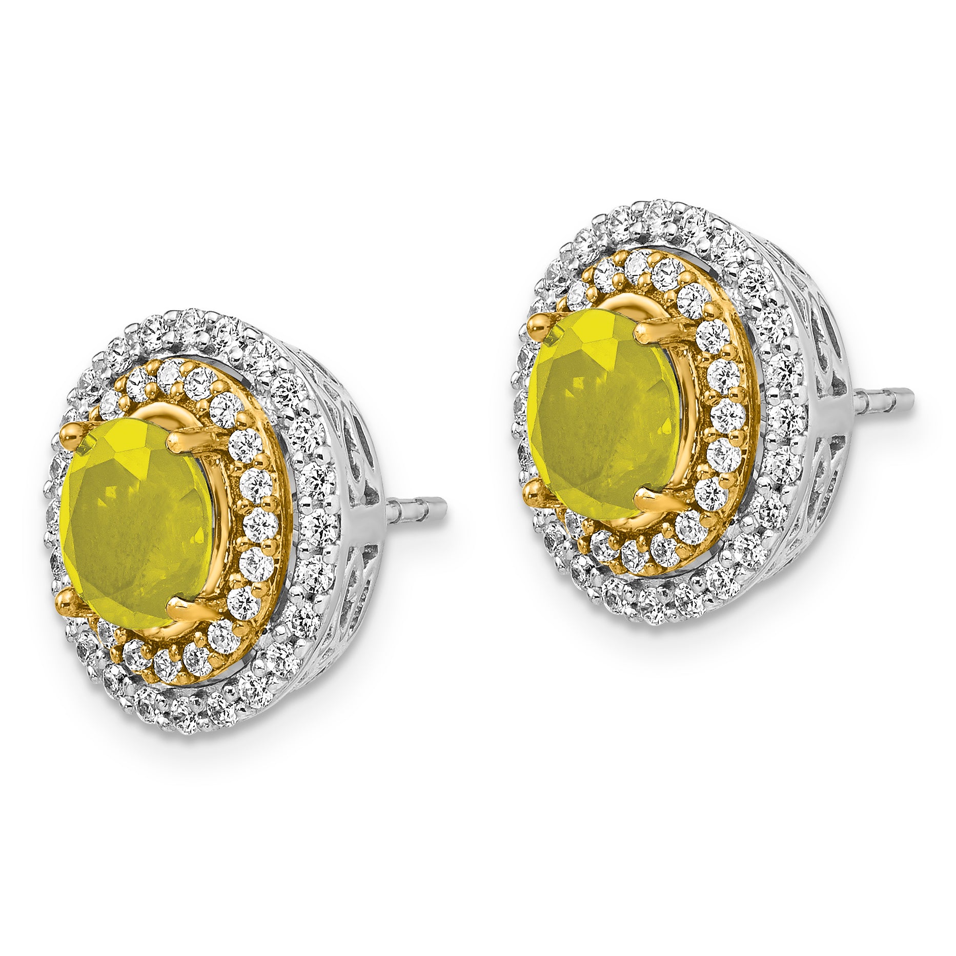 14K Two-Tone Lab Grown Diamond & Created Yellow Sapphire Earrings