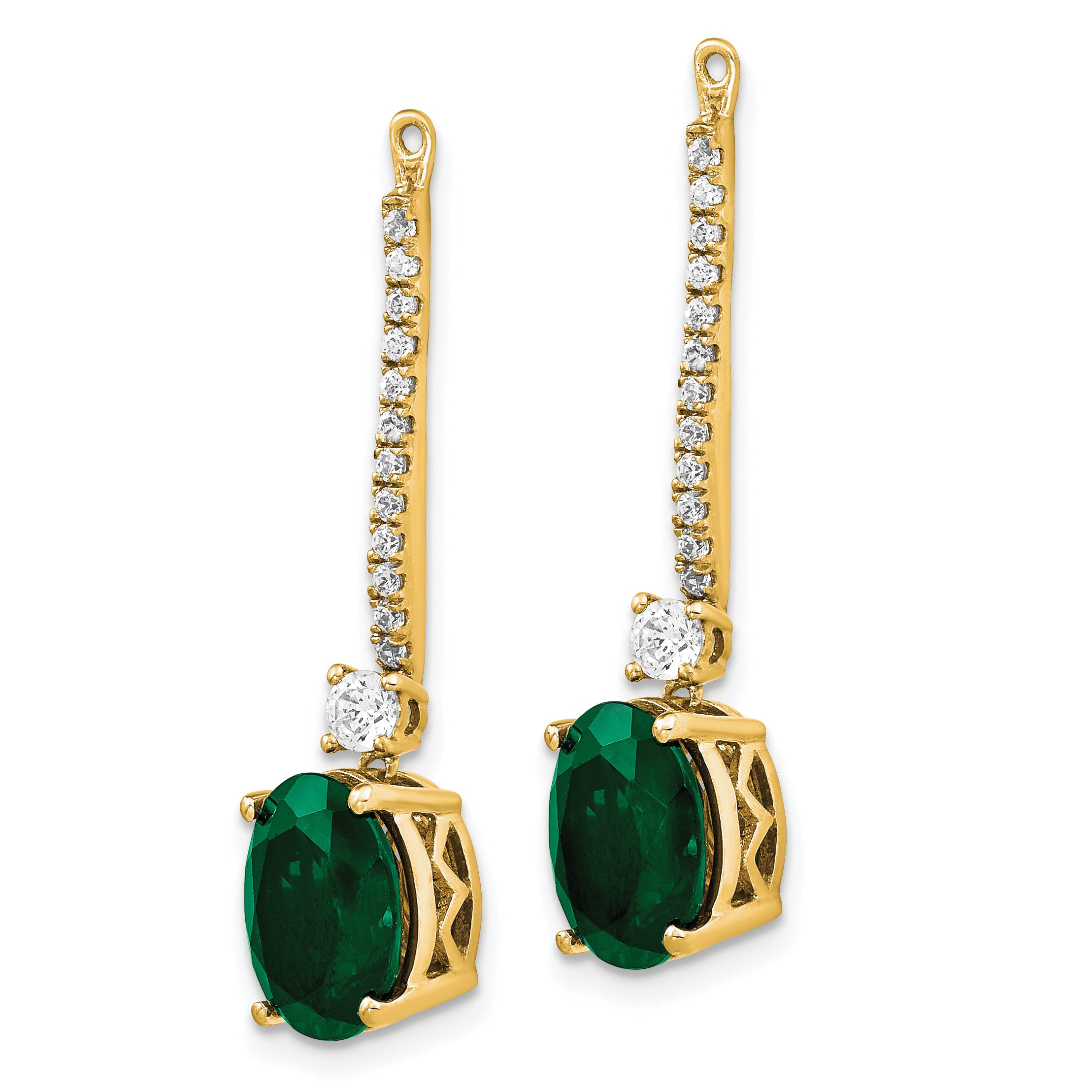 14K White Gold Lab Grown Diamond & Created Emerald Earring Jackets