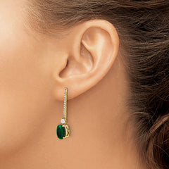 14K White Gold Lab Grown Diamond & Created Emerald Earring Jackets