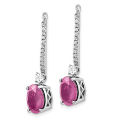 14K White Gold Lab Grown Diamond & Created Pink Sapphire Earring Jackets