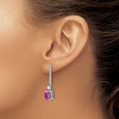 14K White Gold Lab Grown Diamond & Created Pink Sapphire Earring Jackets