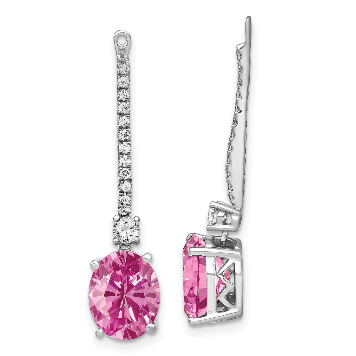 14K White Gold Lab Grown Diamond & Created Pink Sapphire Earring Jackets