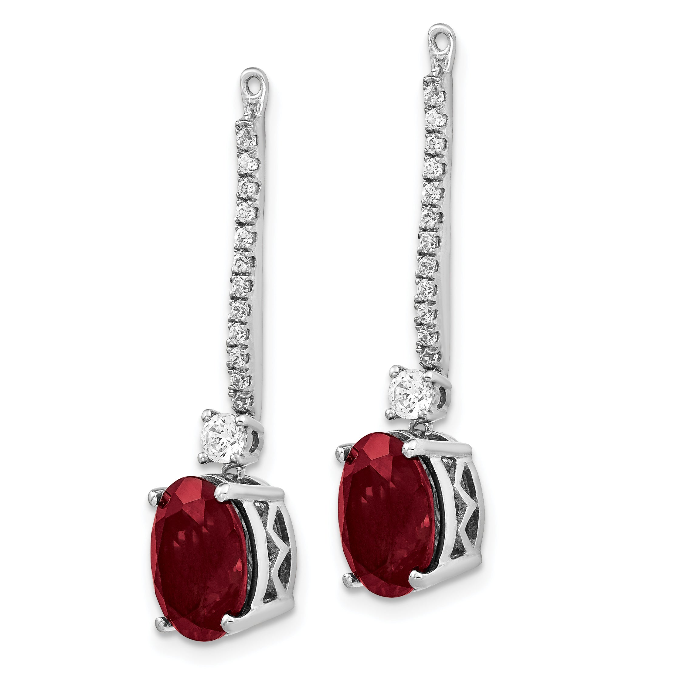 14K White Gold Lab Grown Diamond & Created Ruby Earring Jackets