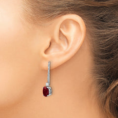 14K White Gold Lab Grown Diamond & Created Ruby Earring Jackets