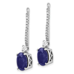 14K White Gold Lab Grown Diamond & Created Blue Sapphire Earring Jackets