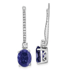 14K White Gold Lab Grown Diamond & Created Blue Sapphire Earring Jackets