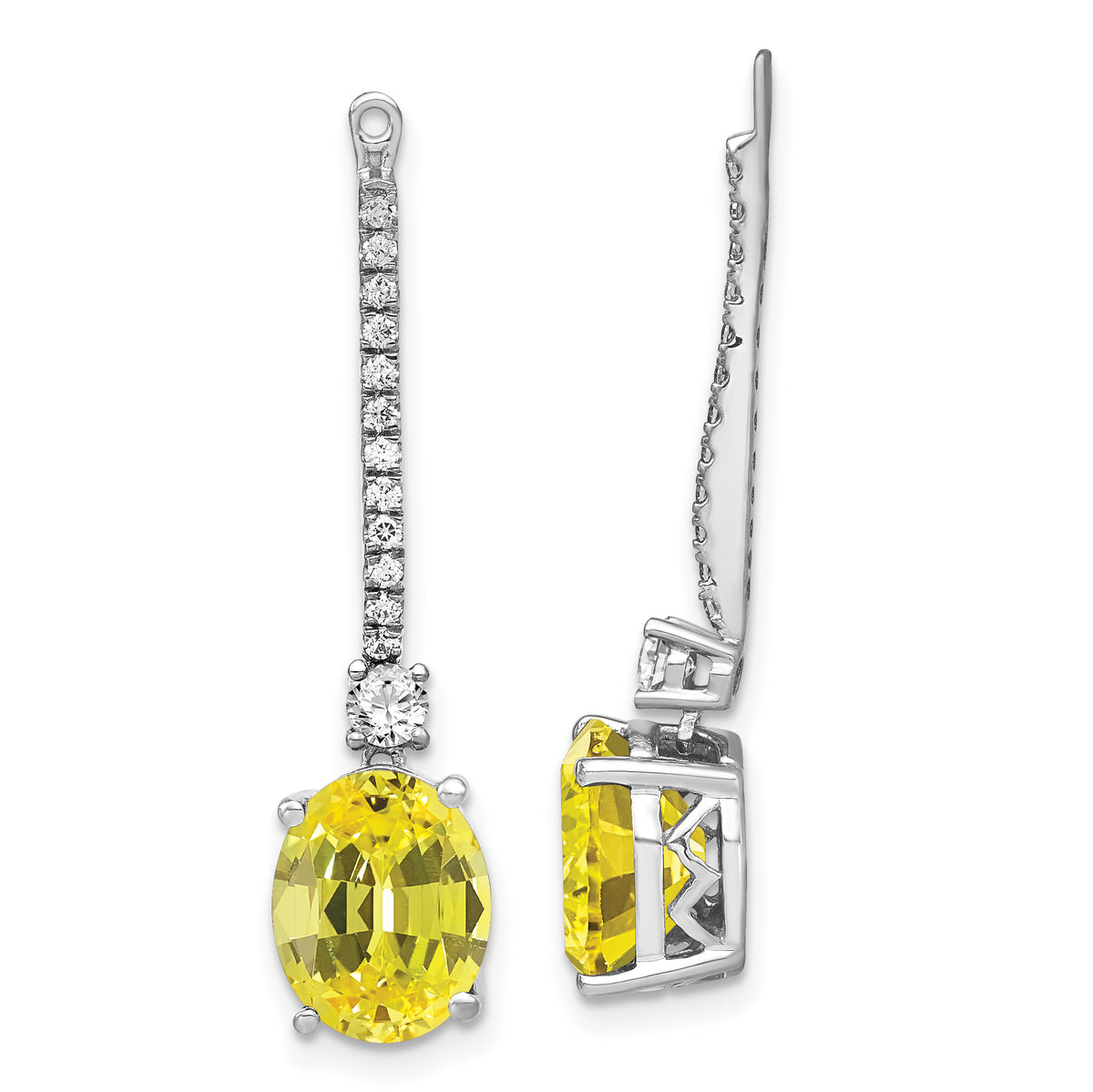 14K White Gold Lab Grown Diamond & Created Yellow Sapphire Earring Jackets