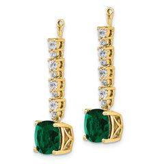 14K Lab Grown Diamond & Created Emerald Earring Jackets