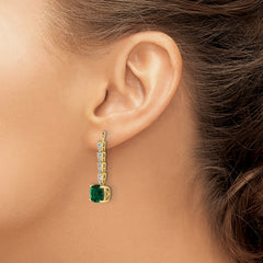 14K Lab Grown Diamond & Created Emerald Earring Jackets