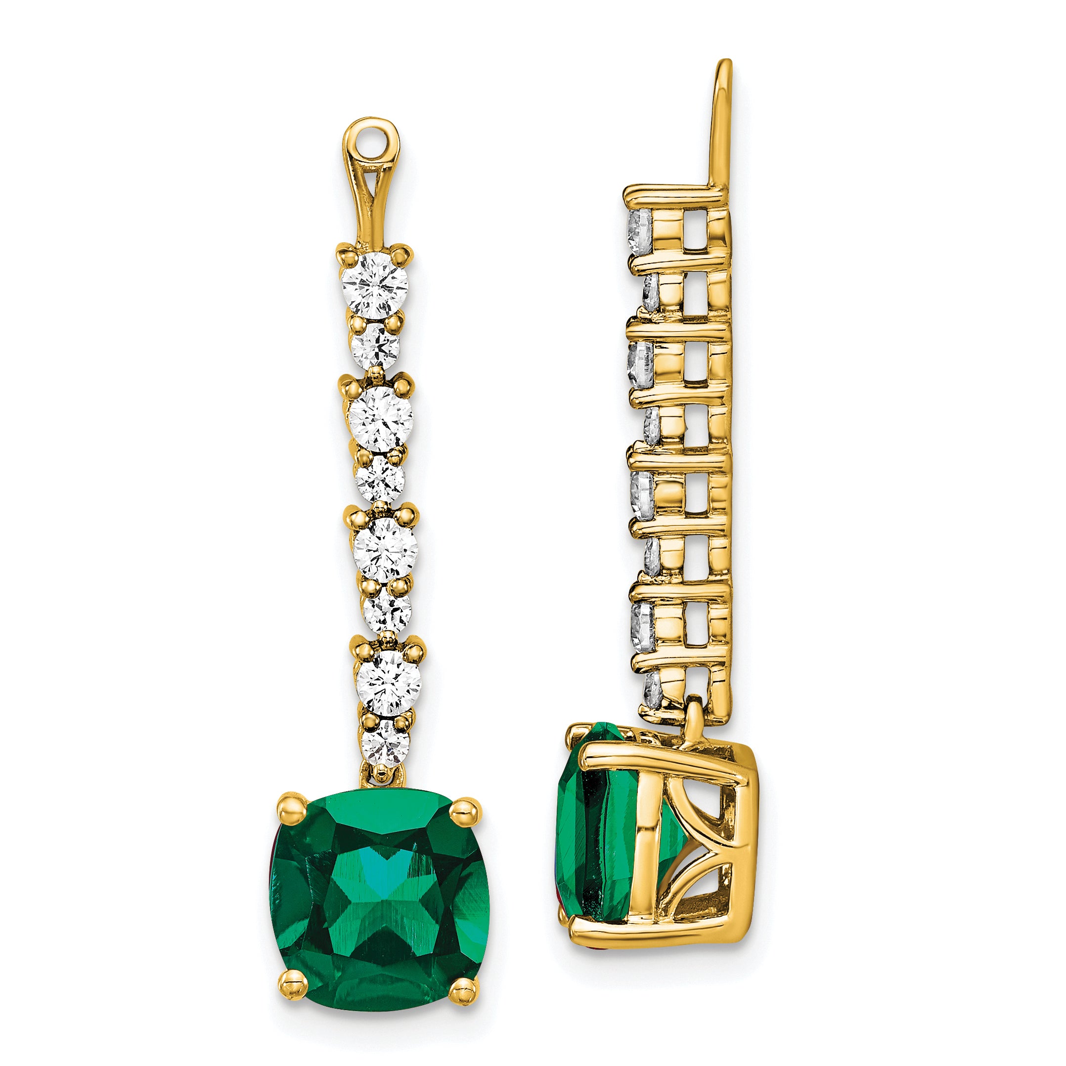 14K Lab Grown Diamond & Created Emerald Earring Jackets