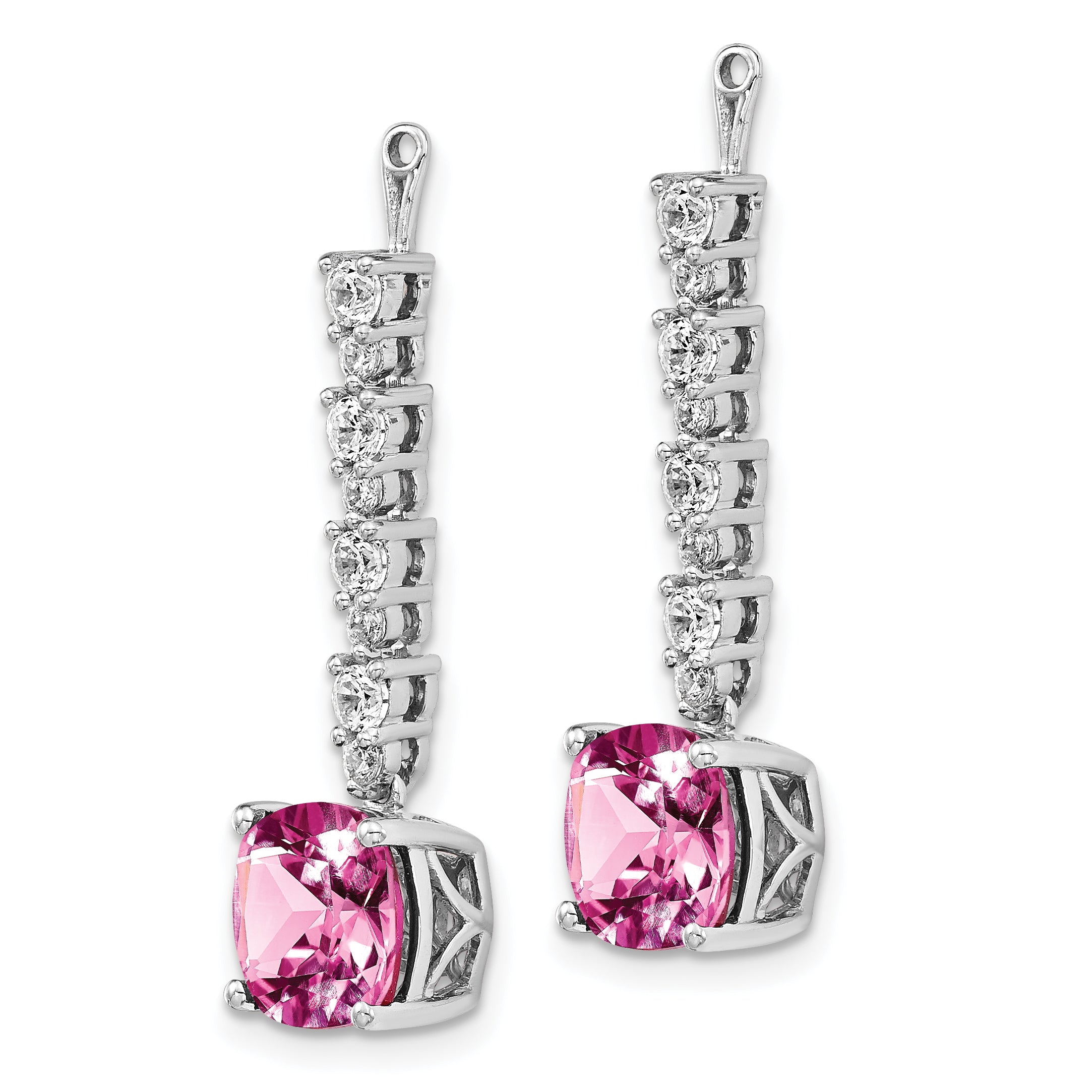 14K White Gold Lab Grown Diamond & Created Pink Sapphire Earring Jackets