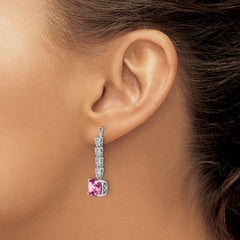 14K White Gold Lab Grown Diamond & Created Pink Sapphire Earring Jackets