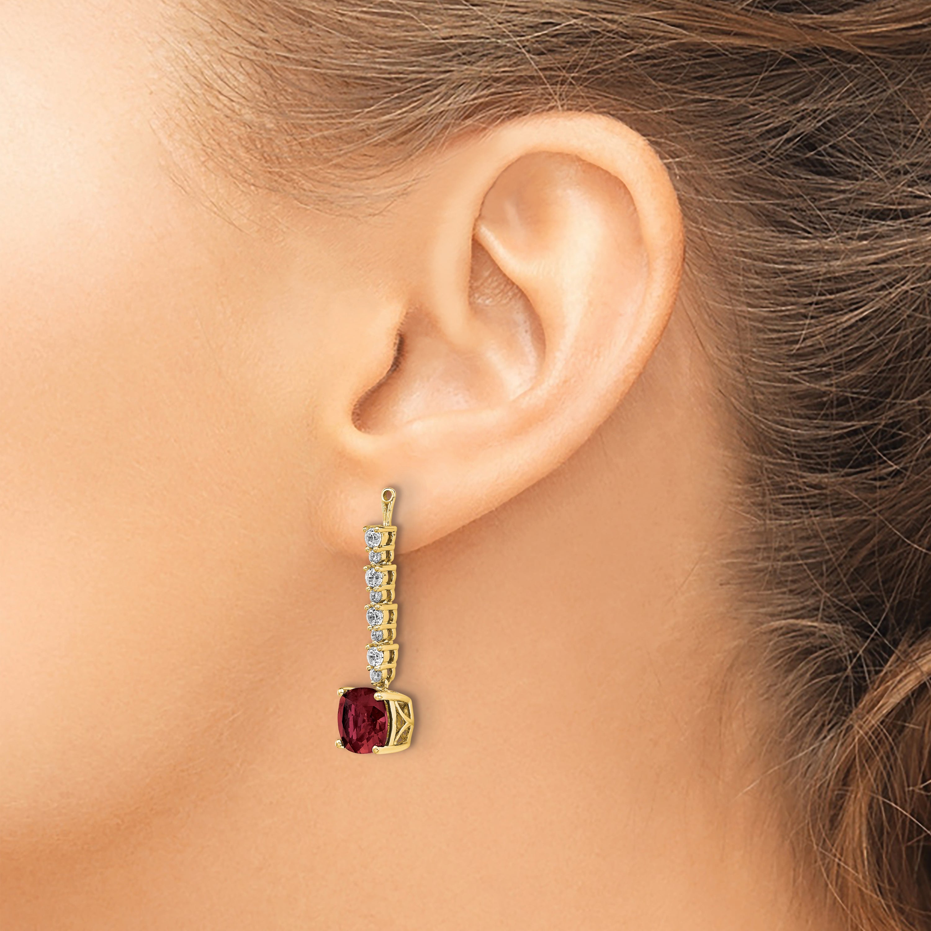 14K Lab Grown Diamond & Created Ruby Earring Jackets