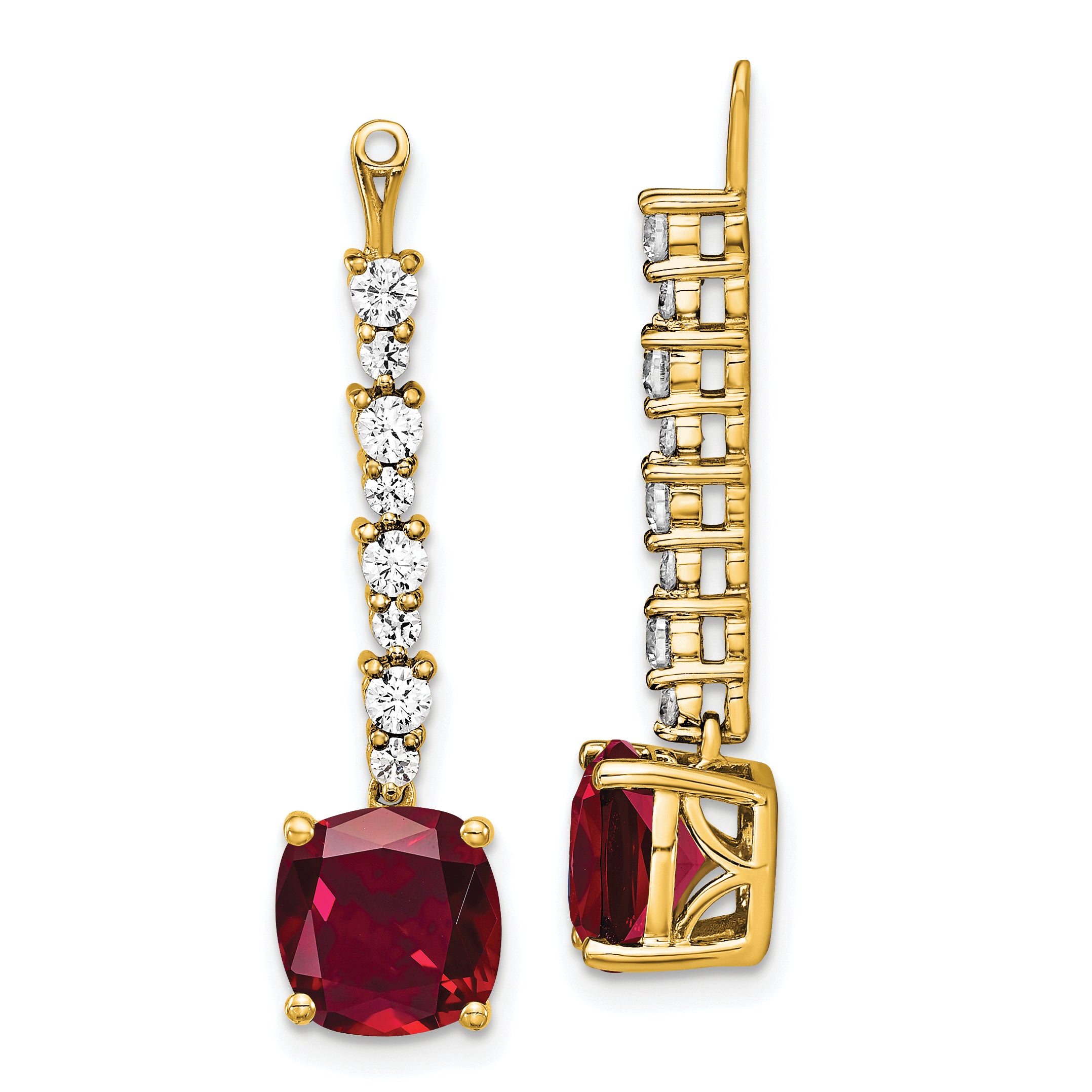 14K Lab Grown Diamond & Created Ruby Earring Jackets