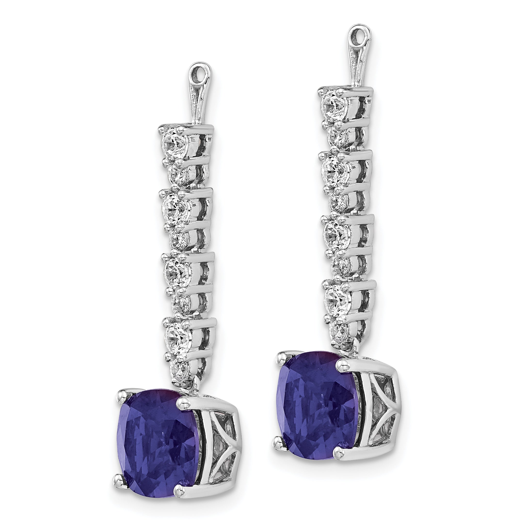 14K White Gold Lab Grown Diamond & Created Blue Sapphire Earring Jackets