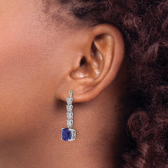 14K White Gold Lab Grown Diamond & Created Blue Sapphire Earring Jackets