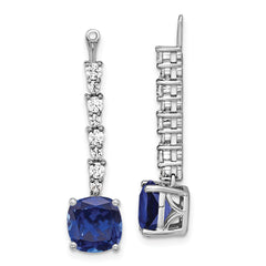 14K White Gold Lab Grown Diamond & Created Blue Sapphire Earring Jackets