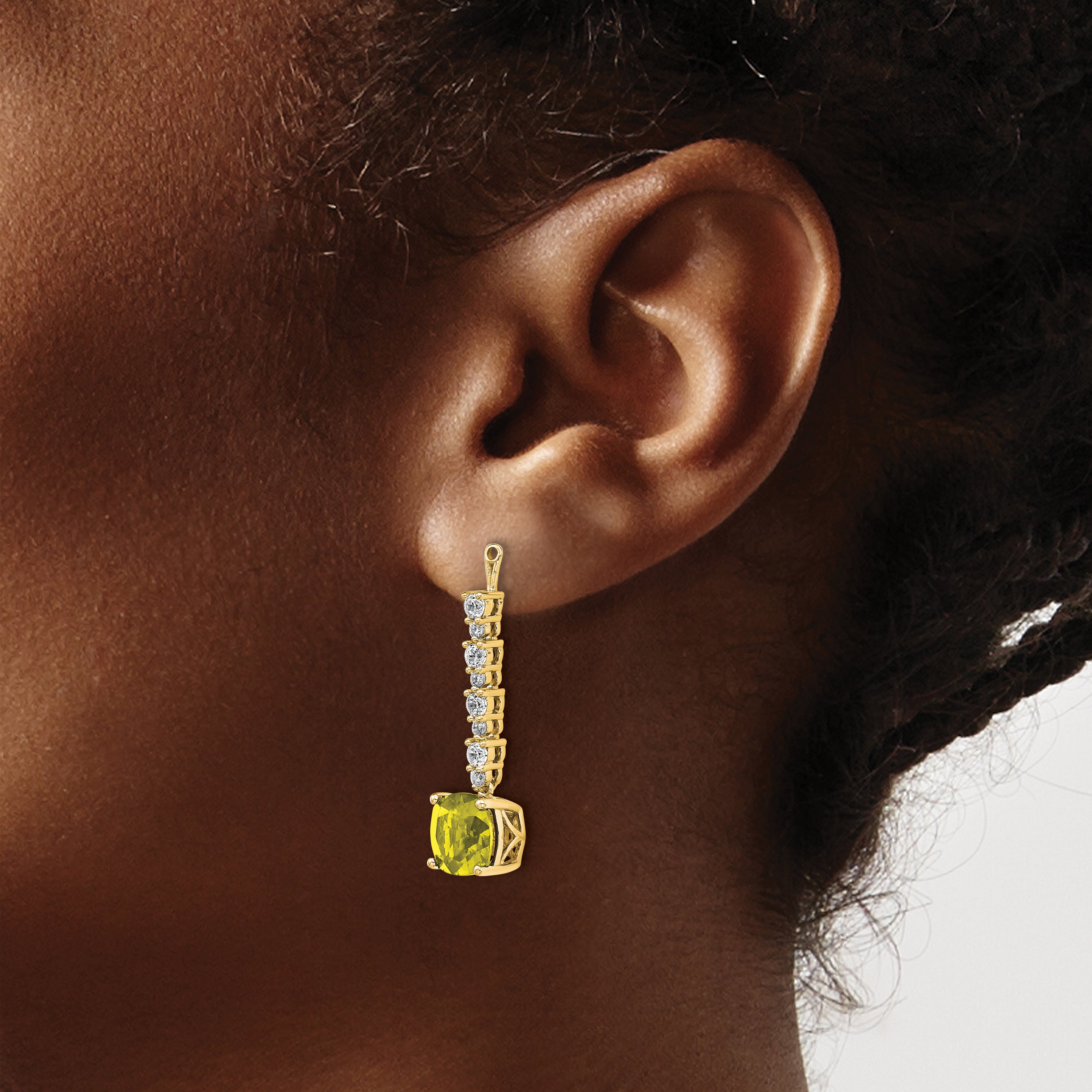 14K Lab Grown Diamond & Created Yellow Sapphire Earring Jackets