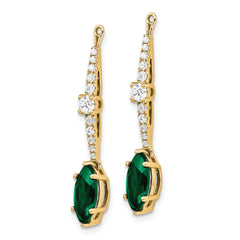 14K Lab Grown Diamond & Created Emerald Earring Jackets