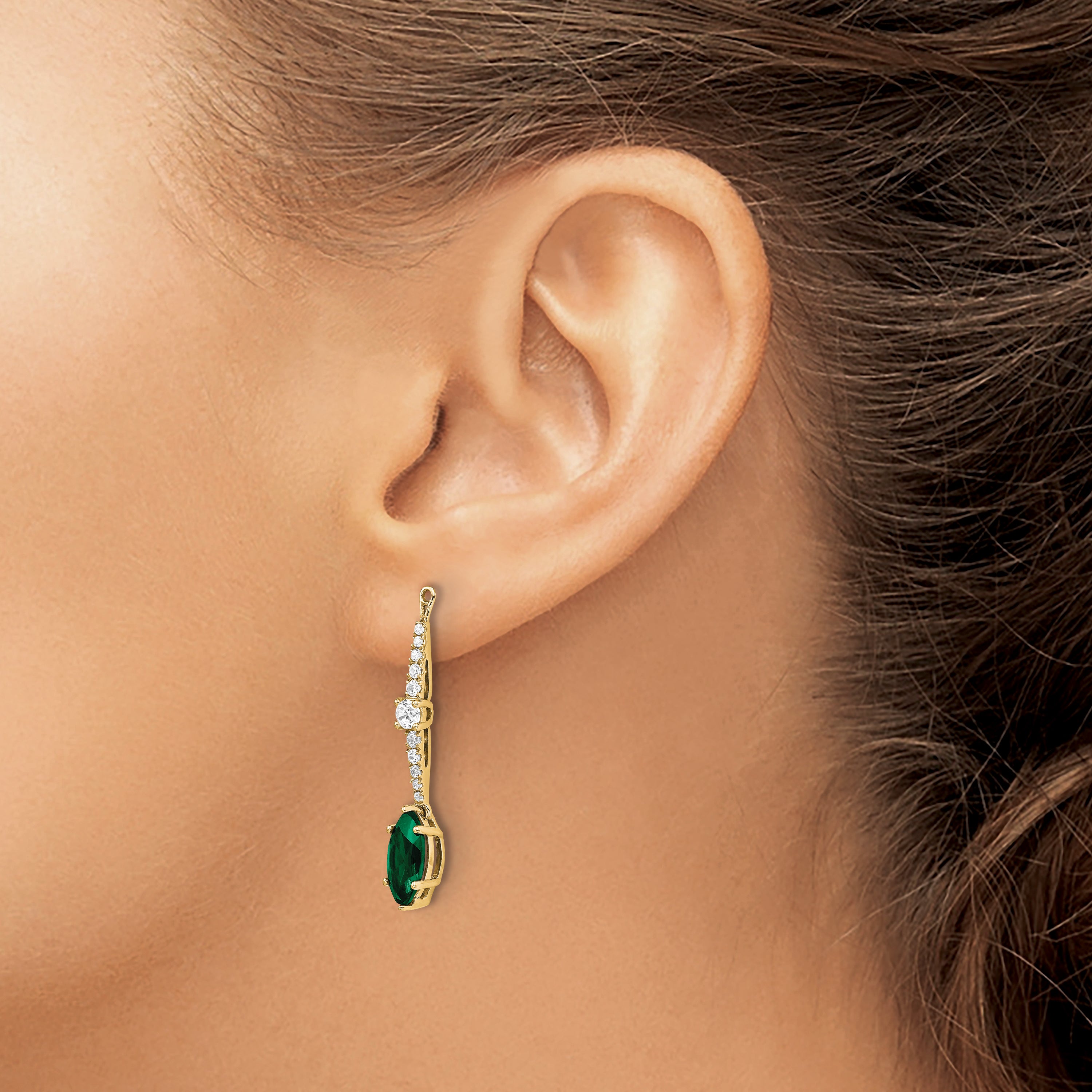 14K Lab Grown Diamond & Created Emerald Earring Jackets