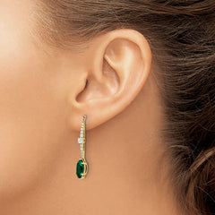 14K Lab Grown Diamond & Created Emerald Earring Jackets