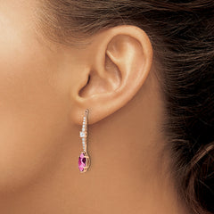 14K Rose Gold Lab Grown Diamond & Created Pink Sapphire Earring Jackets