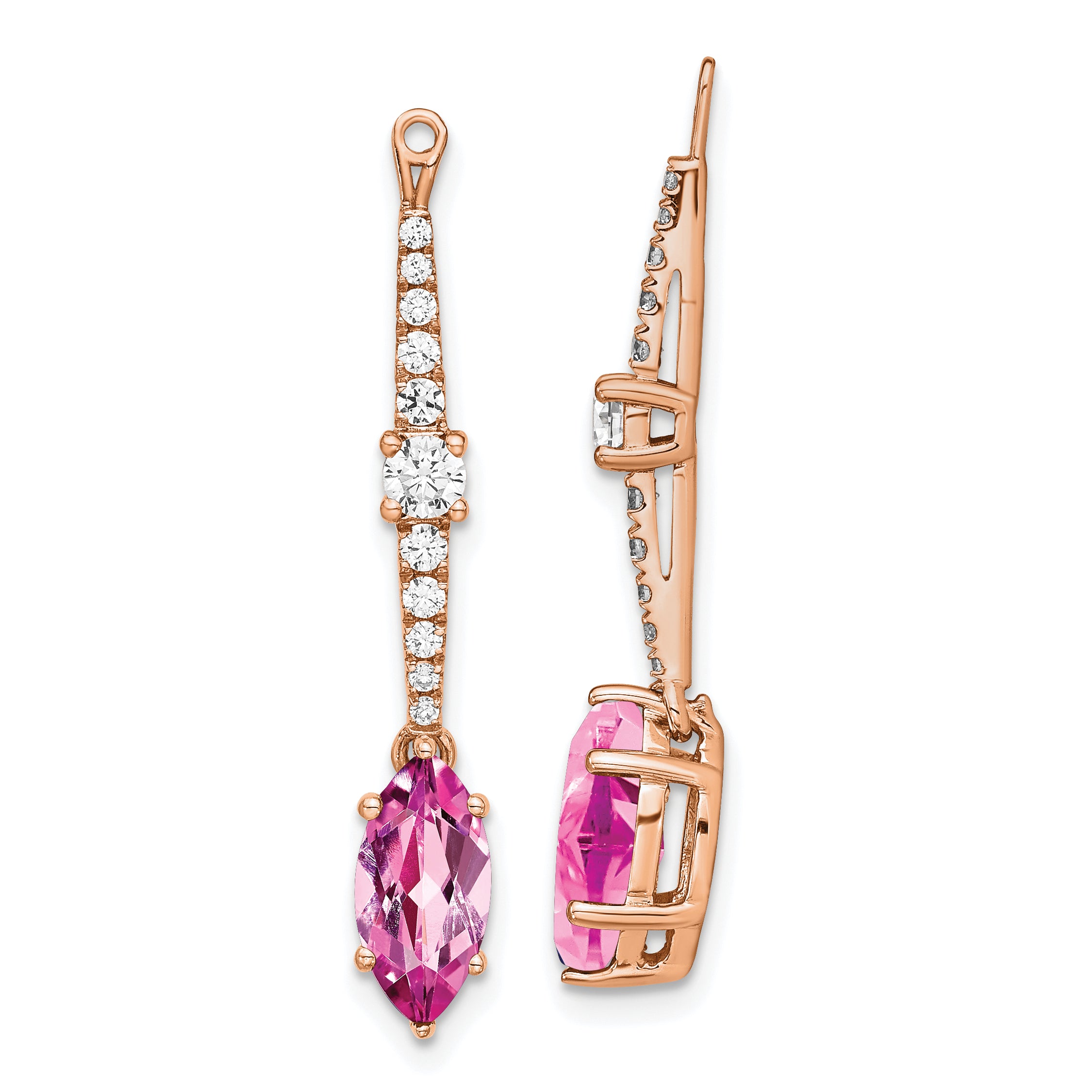 14K Rose Gold Lab Grown Diamond & Created Pink Sapphire Earring Jackets