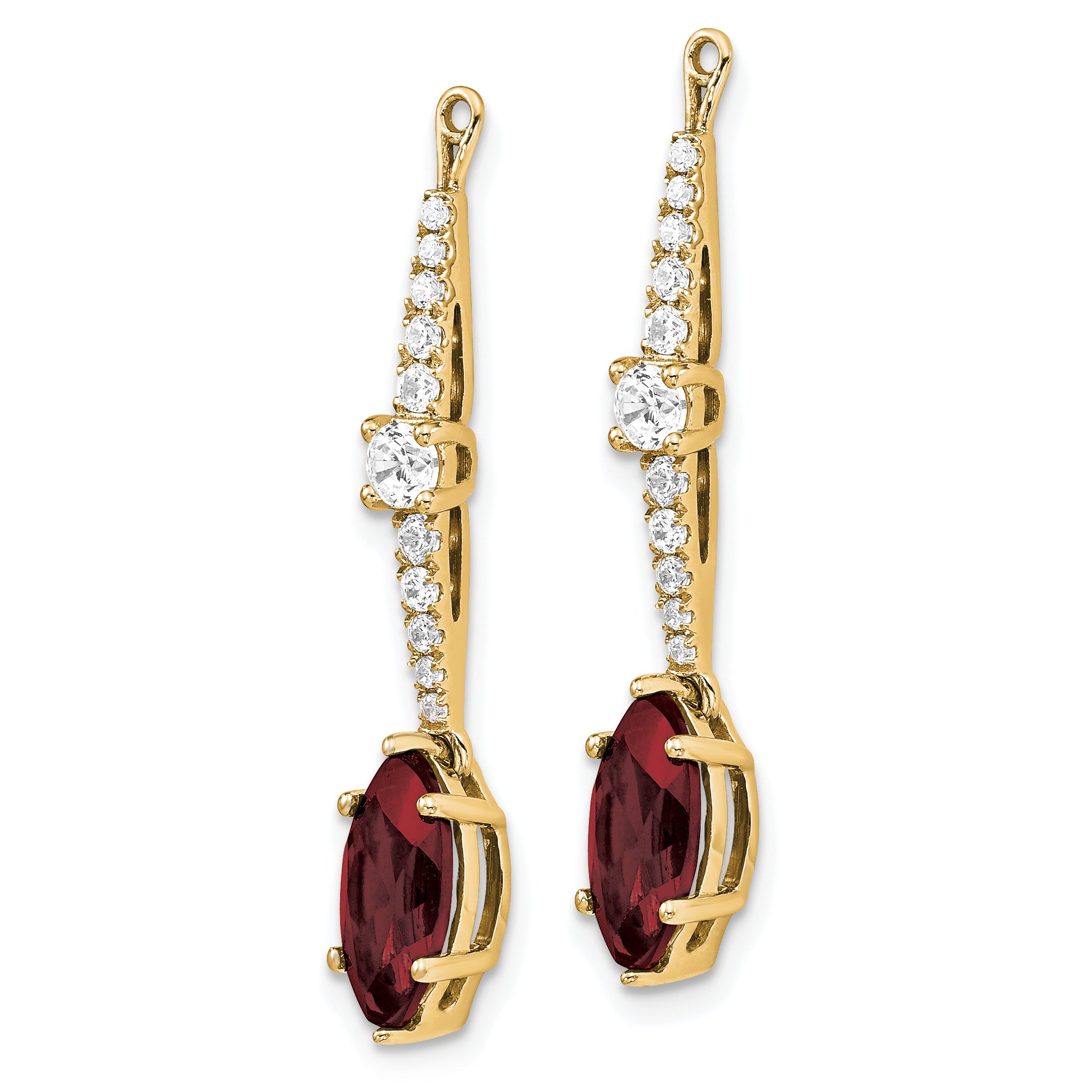 14K Lab Grown Diamond & Created Ruby Earring Jackets