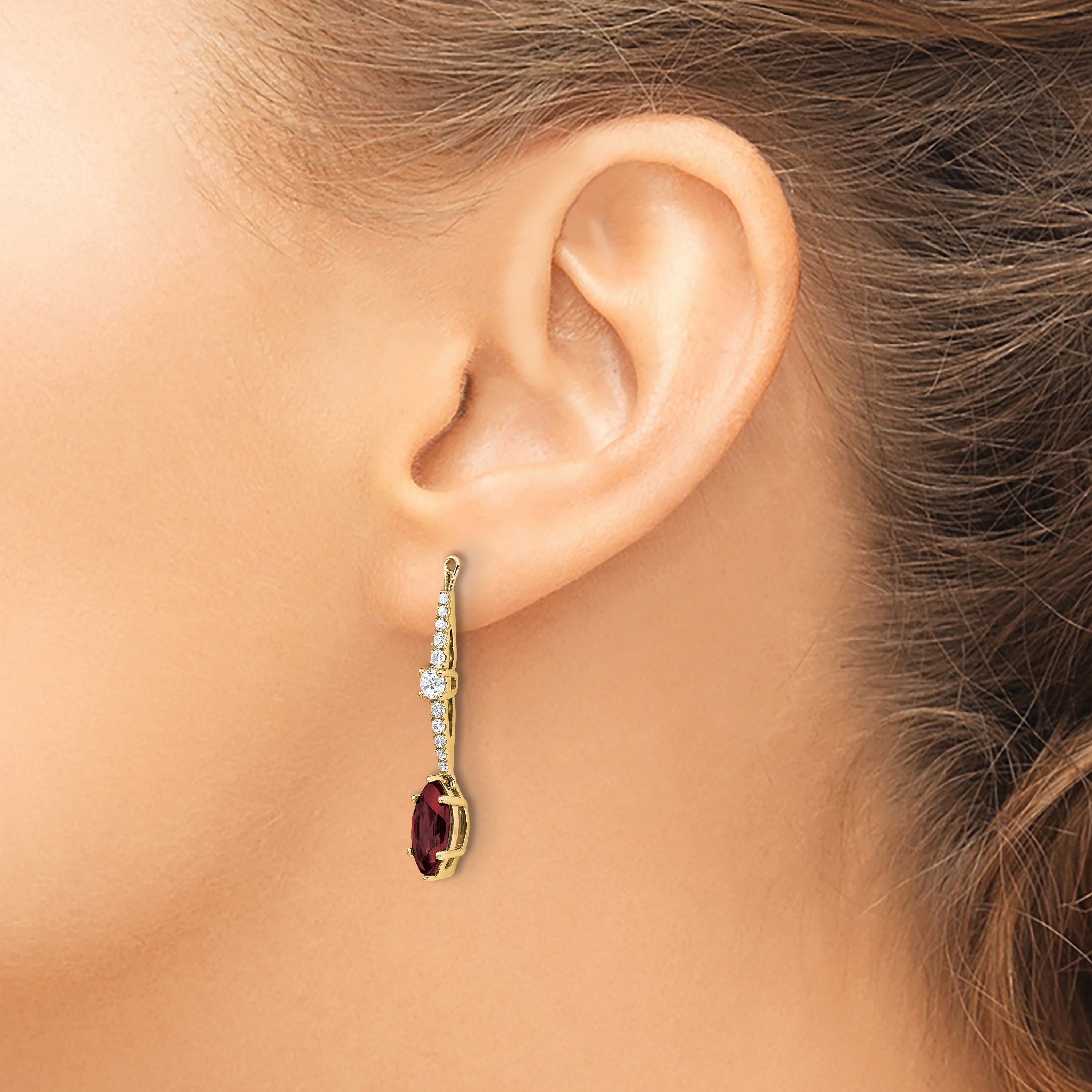 14K Lab Grown Diamond & Created Ruby Earring Jackets