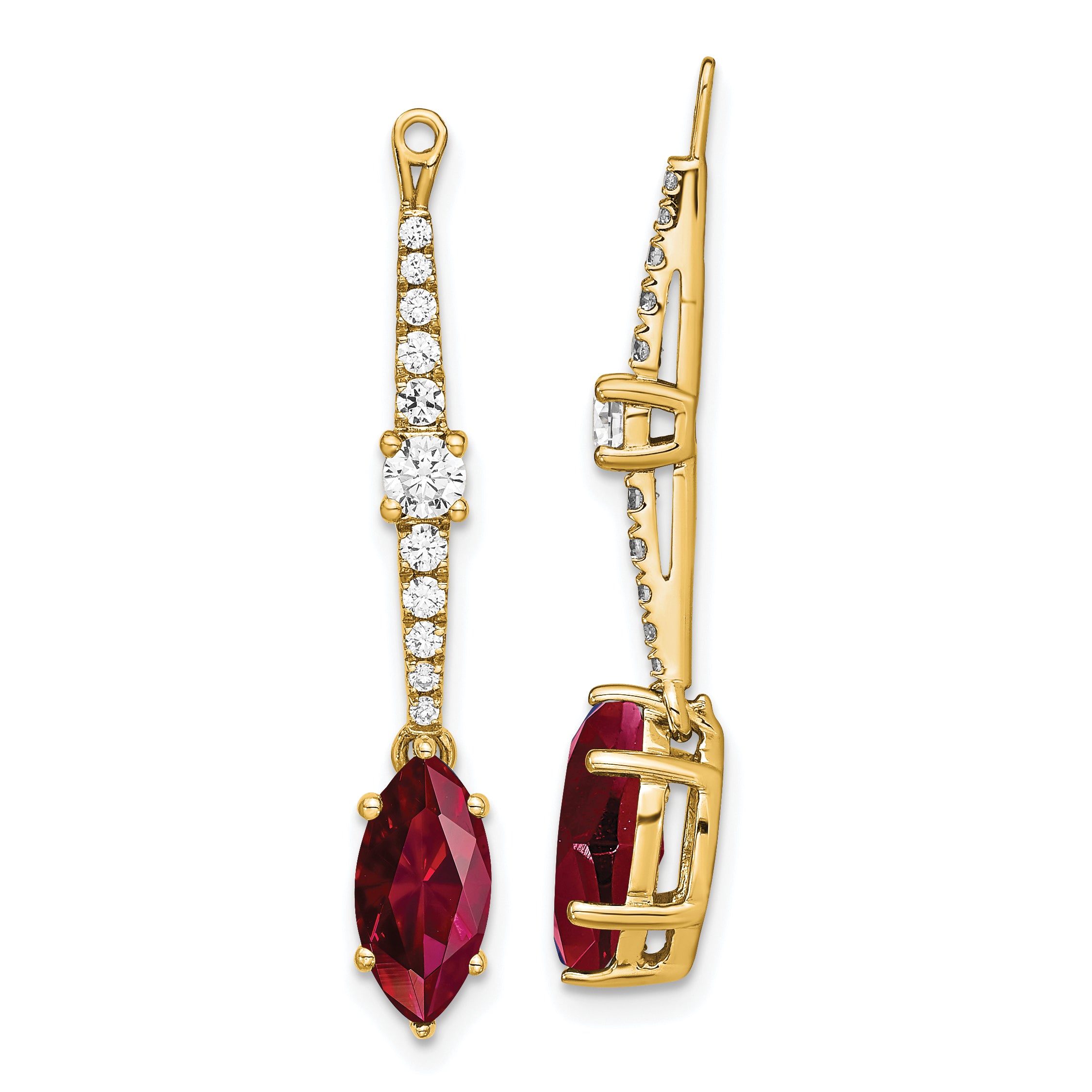 14K Lab Grown Diamond & Created Ruby Earring Jackets