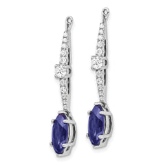 14K White Gold Lab Grown Diamond & Created Blue Sapphire Earring Jackets