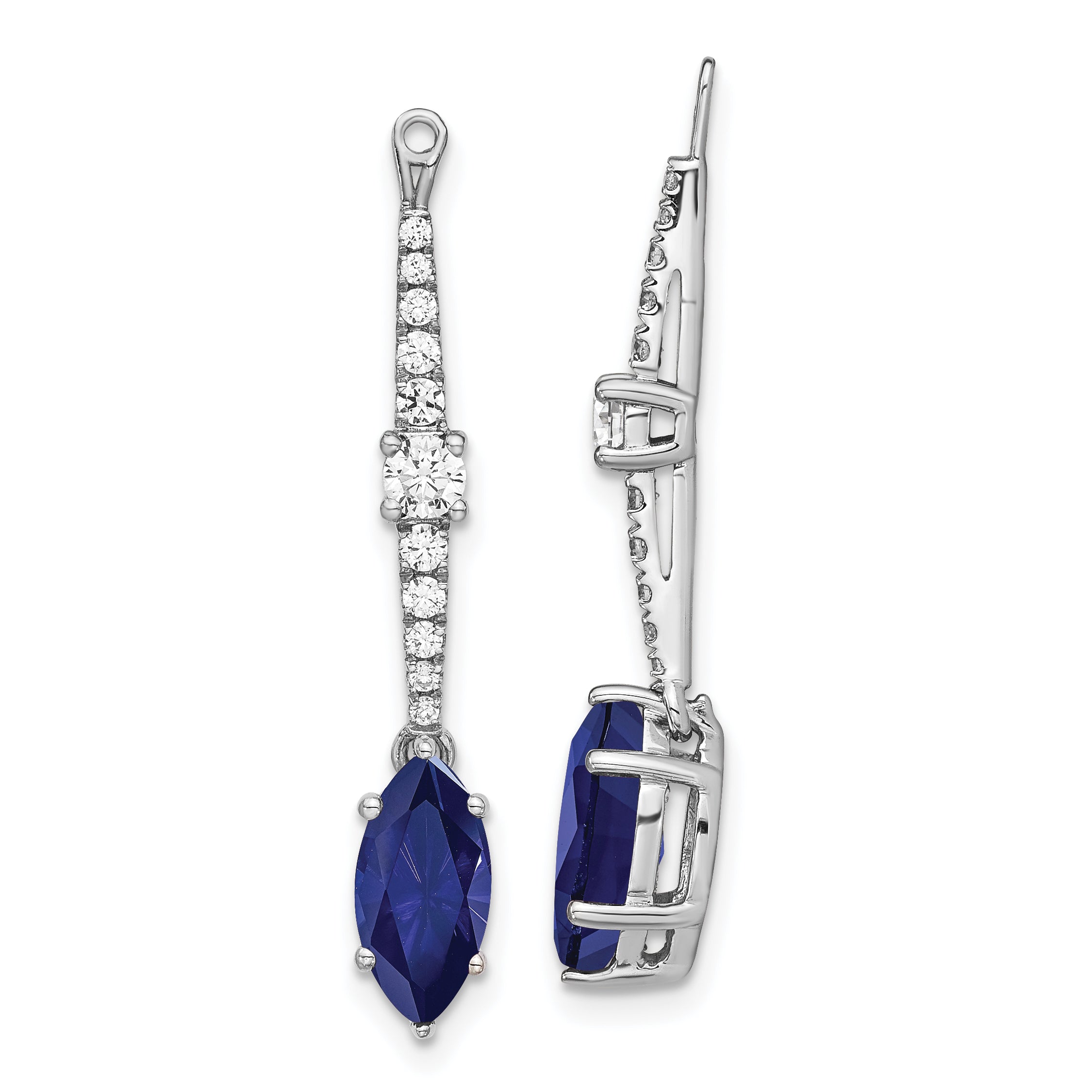 14K White Gold Lab Grown Diamond & Created Blue Sapphire Earring Jackets