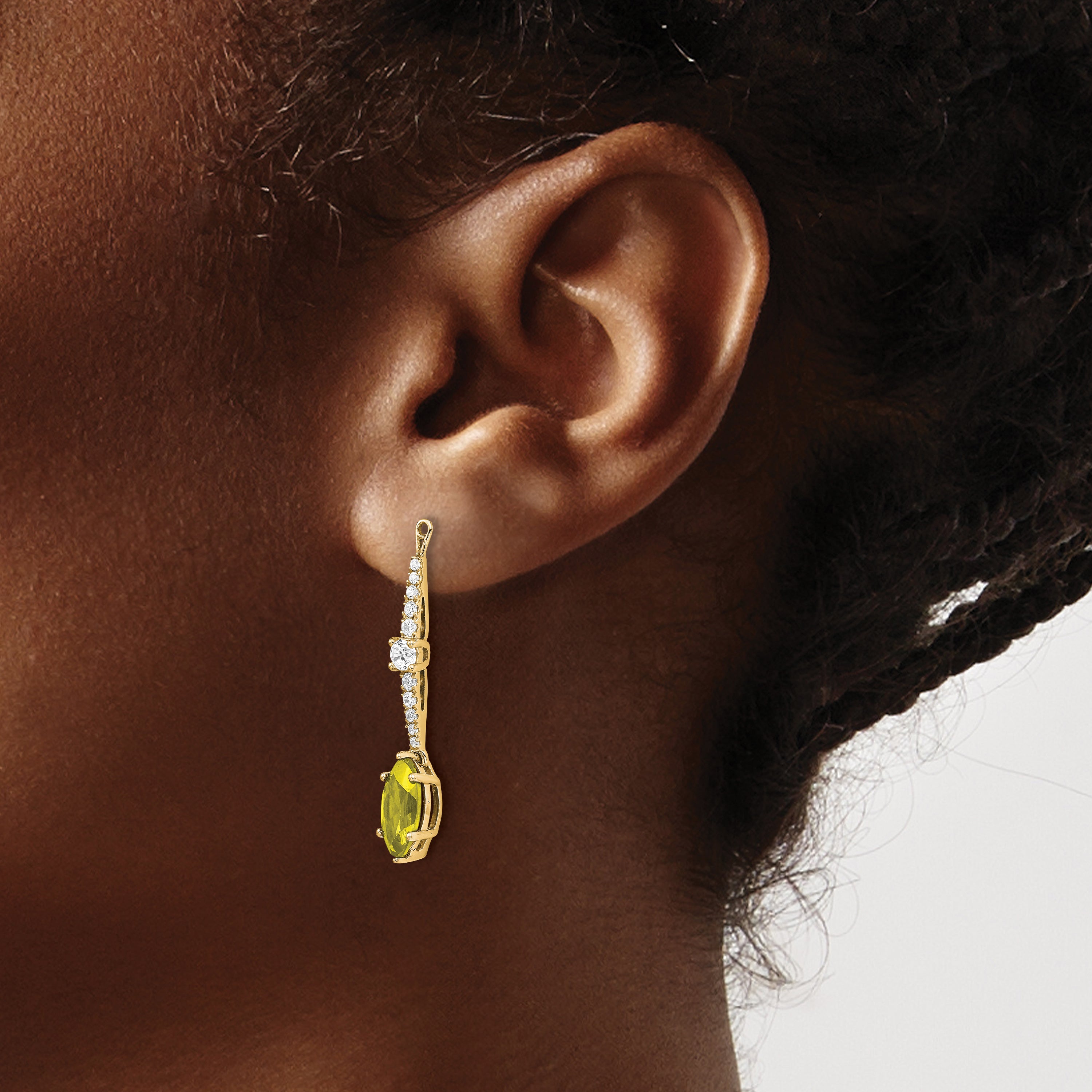 14K Lab Grown Diamond & Created Yellow Sapphire Earring Jackets