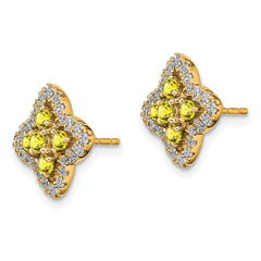 14K Lab Grown Diamond & Created Yellow Sapphire Earrings