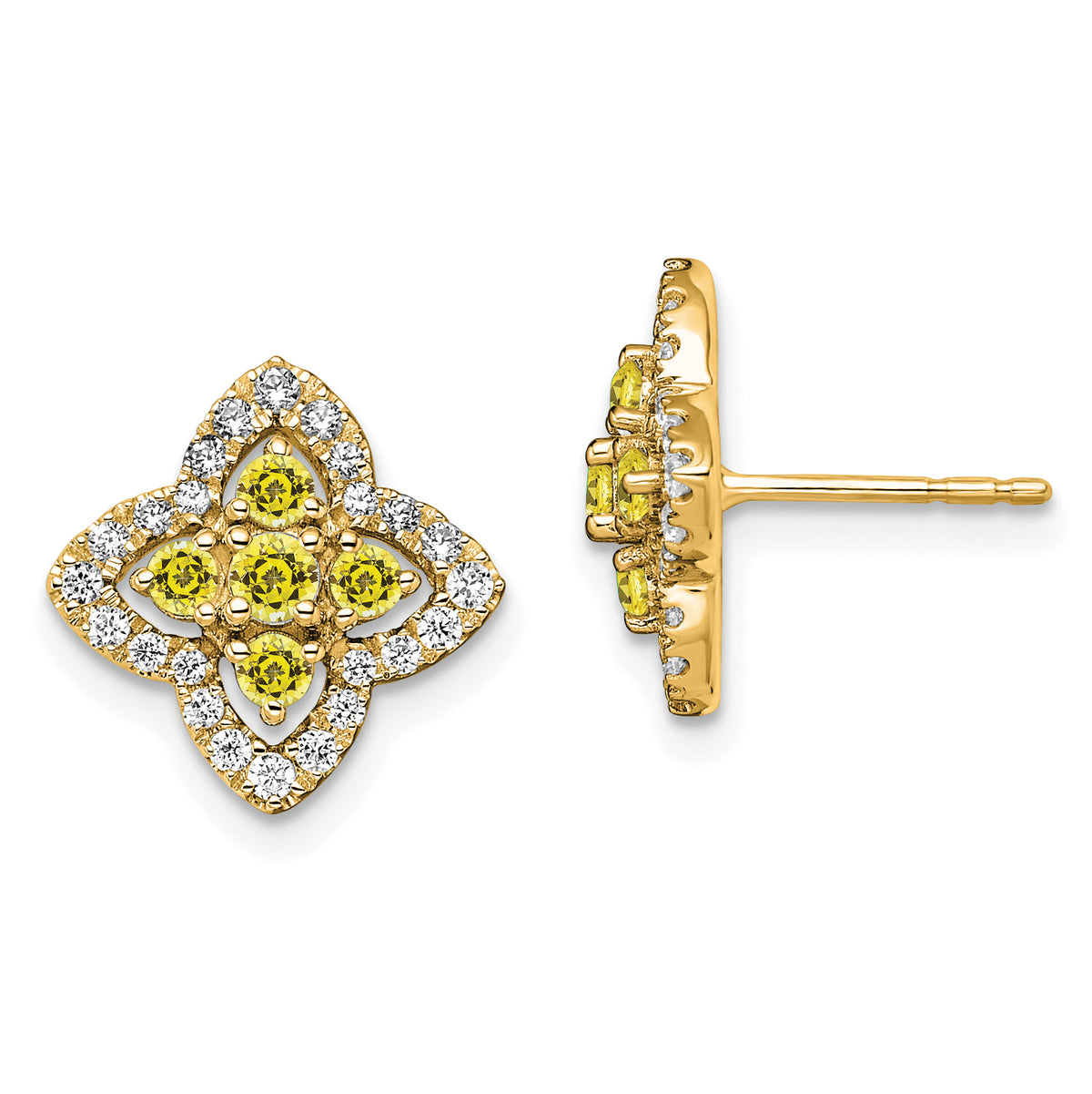 14K Lab Grown Diamond & Created Yellow Sapphire Earrings